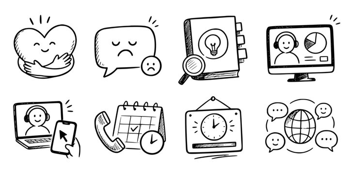 Vector icon set remote customer assistance