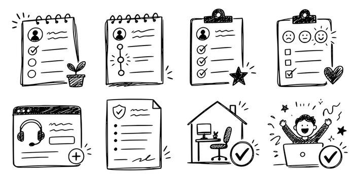 Vector icon set employee onboarding completion