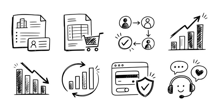 Vector icon set business billing analytics