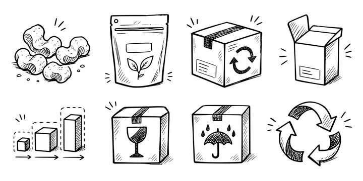 Vector icon set reusable shipping solutions