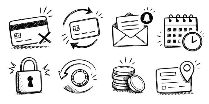 Vector icon set failed payment recovery