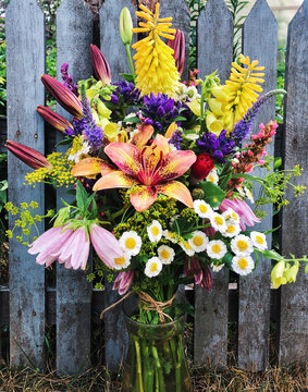 Vibrant Bouquet Arranged In Glass Vase