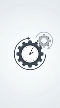 Gear icon with clock face and rotating arrows