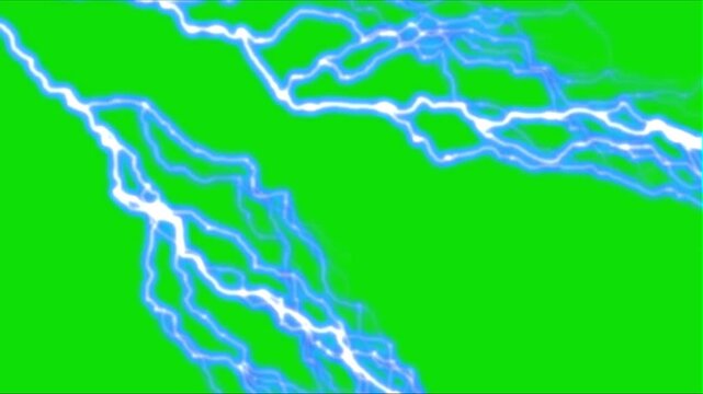Footage of a thundercloud strike. Electric movement, with green screen background. Lightning flashes are suitable for transitions, intros, slides, highlights, content, cinematics, etc.