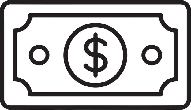 Money Bill Outline Vector Icon