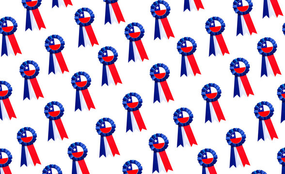 Chilean patriotic cockades forming a seamless pattern, perfect for national holidays designs