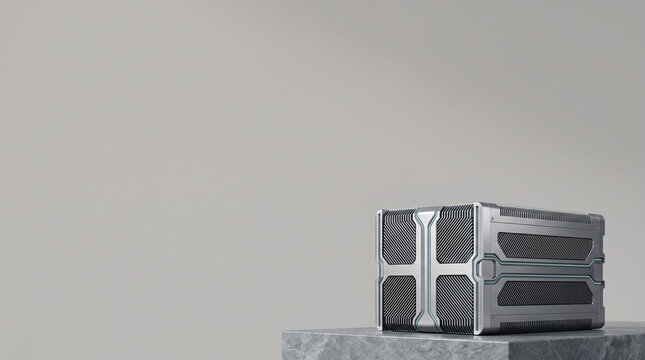 Minimalist SMR Architecture Model on Clean Wall Background for AI Energy Transition