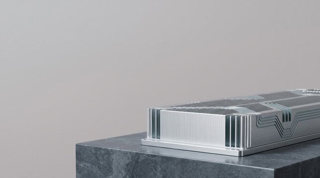 Minimalist SMR Architecture Model on Clean Wall Background for AI Energy Transition