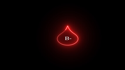 Red glowing b negative blood type sign isolated on black background with negative healthcare hematology donation emergency clinical © MdRipon