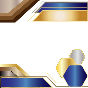 Elegant ribbon banner set with gold frame and transparent background.