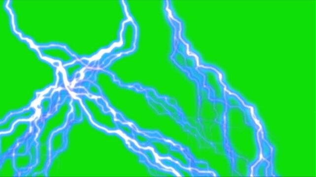 Footage of a thundercloud strike. Electric movement, with green screen background. Lightning flashes are suitable for transitions, intros, slides, highlights, content, cinematics, etc.