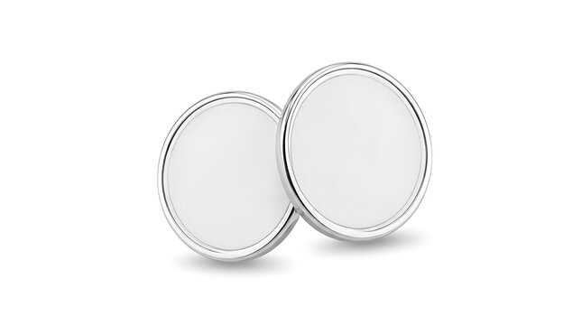 Two round silver earrings with white centers jewelry