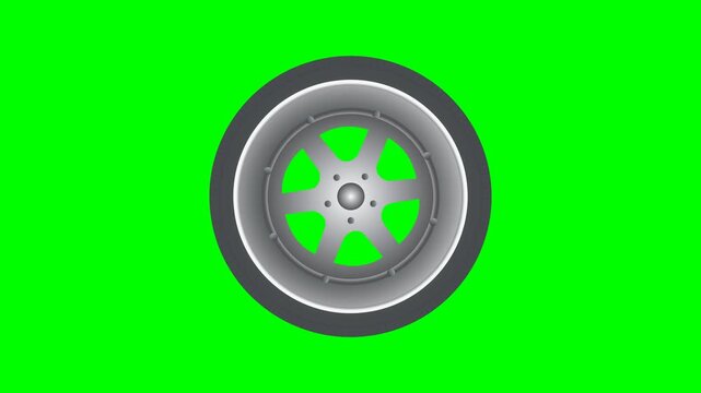 Image of animated rotating car wheels with transparent background. 4K Video Recording. Car Wheel Spin.