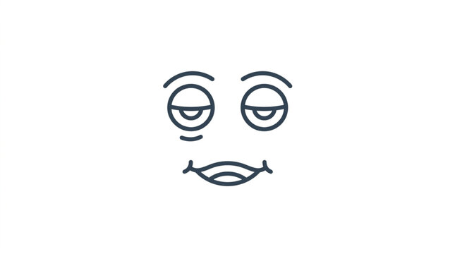 Simple cartoon face with sad expression and closed eyes.
