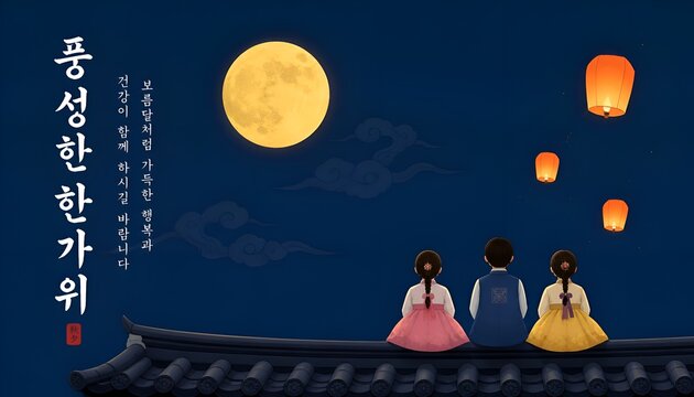 Korean Thanksgiving Day shopping event pop-up Illustration. Korean Translation "Thanksgiving Day