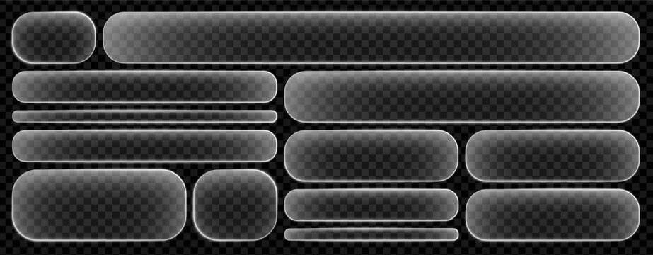Liquid glass morphism frame with transparent UI button rectangle. 3D effect digital text design on glassmorphism box background. Modern icon shape for sleek interface display.
