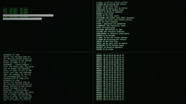 Retro Green CRT Terminal Data Storm Scrolling Text 4K Loop Motion Graphic