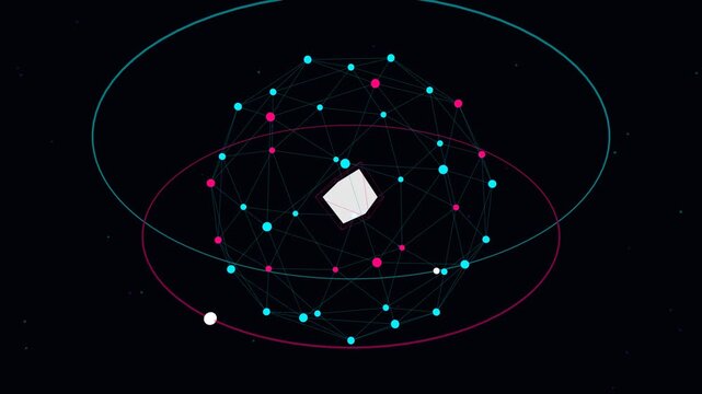 Wireframe Sphere Network Rotating Seamless Loop 4K