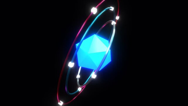 Glowing Crystal Orbital System Neon Seamless Loop 4K