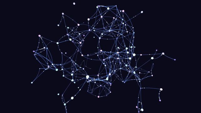 Digital plexus structure rotating in seamless loop with glowing nodes and futuristic connections Seamless 4K