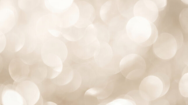 Abstract beige background with soft bokeh lights, festive blurred texture for holiday design