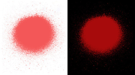 Red spray paint texture on white and black background, circular graffiti aerosol splatter, urban street art paint mist effect for graphic design © Nurshita