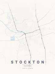 Obraz premium Modern Stockton City Map Poster Design, Pastel Dream Style Urban Street Grid Cartography