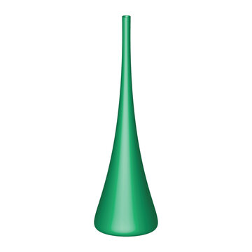Modern minimalist green vase with a tall slender neck isolated on white background