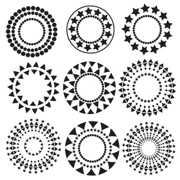 Set of patterned circular icons