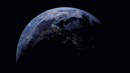 earth viewed from space in vector style planet night view cosmic astronomy celestial globe world universe orbit © Kapil