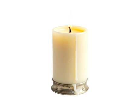 Single candlestick, isolated on a pure white background, capturing the entire crafted charm of the candlestick, high-quality stock photography