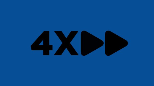 4x Speed Fast Forward Icon Loop Animation on blue Background 4K