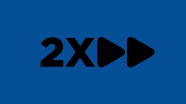 2x Speed Fast Forward Icon Loop Animation on transparent Background.4k icon video