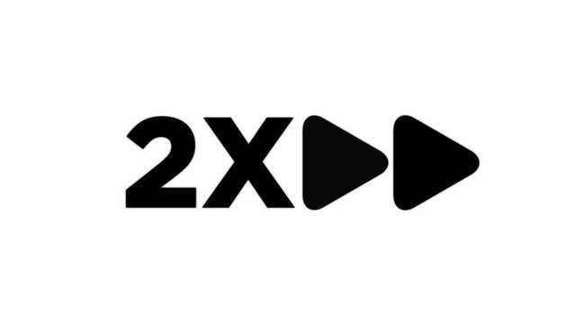 2x Speed Fast Forward Icon Loop Animation on transparent Background.4k animation video.