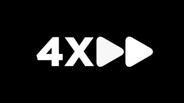 4x Speed Fast Forward Icon Loop Animation on transparent Background animated video.