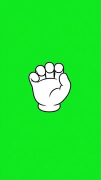A collection of cartoon hand gesture animations on a green screen background, featuring pointing and waving hand movements. Ideal for chroma key editing, YouTube videos, social media content, educatio