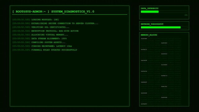 System Diagnostics Server Network Terminal Animation.