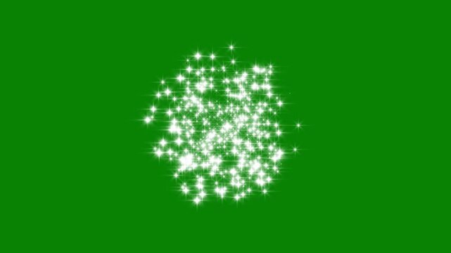 Brilliant white sparkle burst and glowing star explosion on green screen