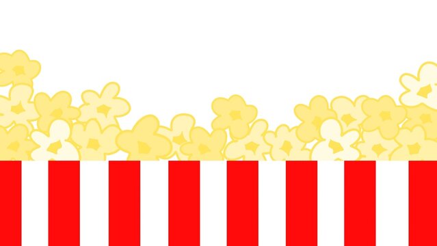 Popcorn background. Bag of popcorn. Striped paper box with popcorn. Popcorn Border Background. Movie snacks background