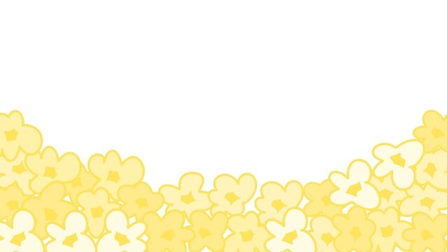Popcorn background. Bag of popcorn. Striped paper box with popcorn. Popcorn Border Background. Movie snacks background