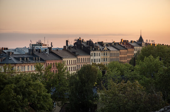 Radhus skyline in Stockholm, September late afternoon