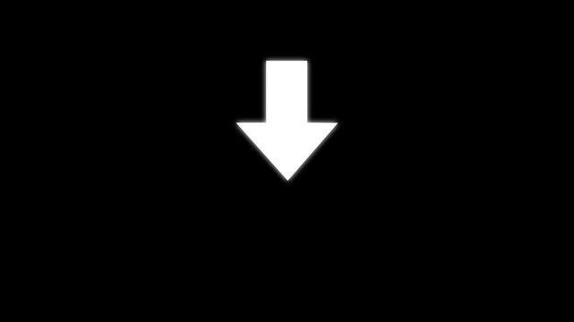 Pointing down arrow animation, arrow animation on the white transparent background with alpha channel.