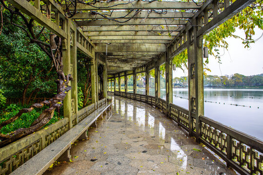 The Lakeside Corridor in Huagang Guanyu, Hangzhou, Zhejiang, China