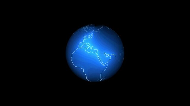 White color World globe map spinning in lines on a black background. Loop able rotating earth hologram, News background with world map earth globe animation concept