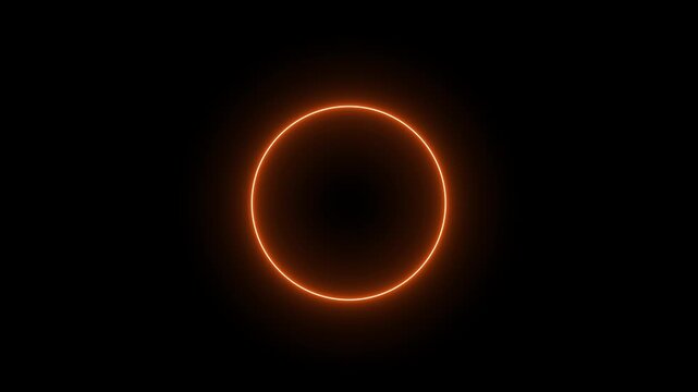 Abstract glowing neon circle border frame in the shape circle glowing and futuristic energy line animation. Glowing neon rectangle frame line