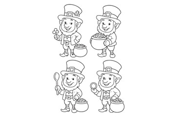 Fototapeta premium leprechaun characters in black and white line art