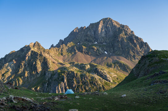 A small tent in the Pyrenees on the HRP route.