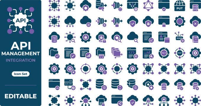 Api management template icons collection with editable