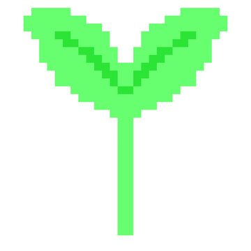 Pixel art green plant sprout seedling growing icon element, Green plant illustration for green world, nature and environment concept