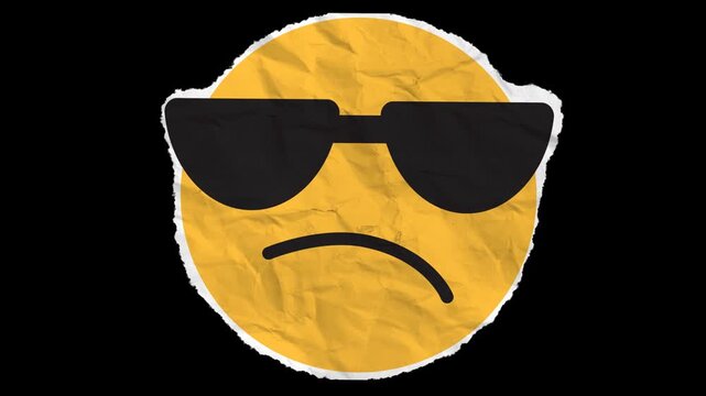 Angry and Sunglass Face Paper Emoji with Alpha channel